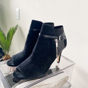 Marc Fisher Black Suede Heeled Booties Sz 8.5